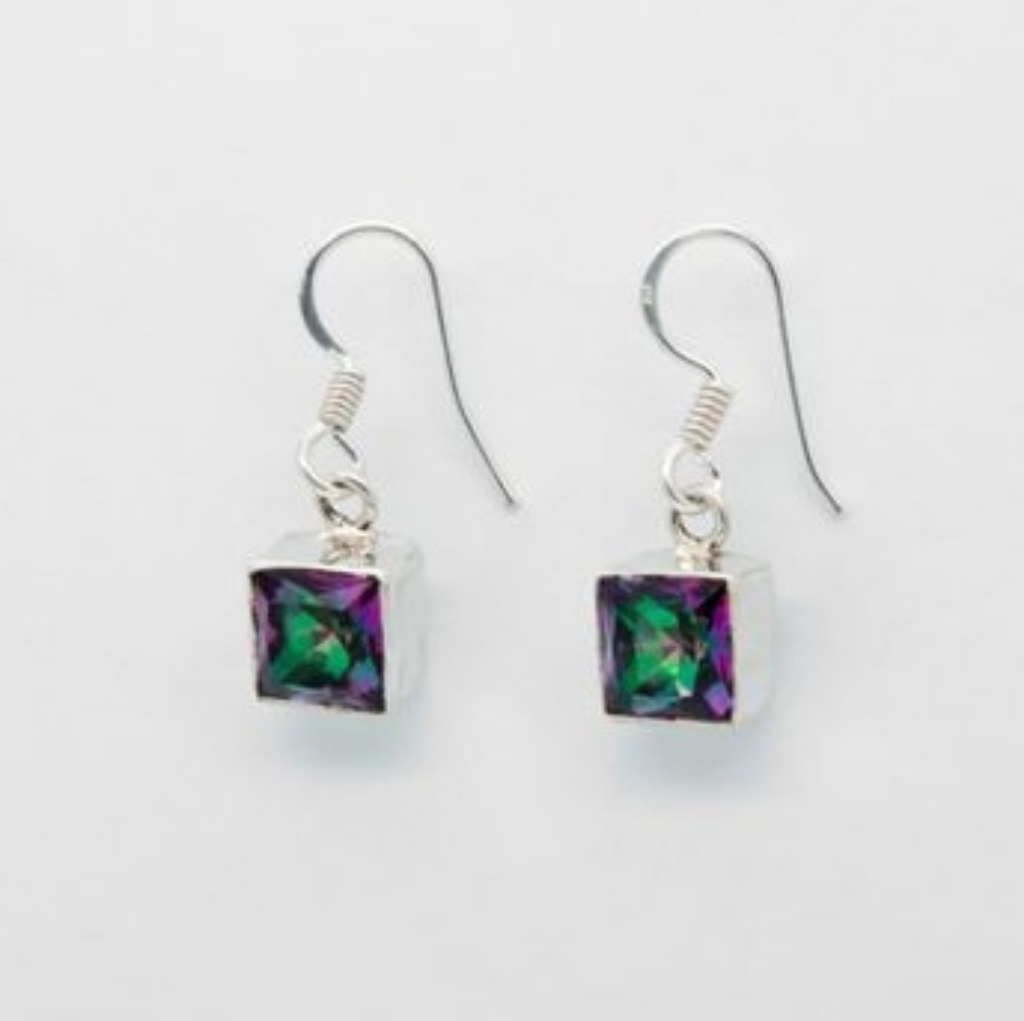 Mystic Topaz Princess Cut Dangles